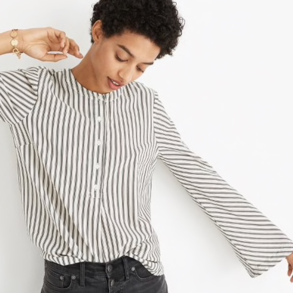 Madewell Striped Flare Sleeve Top